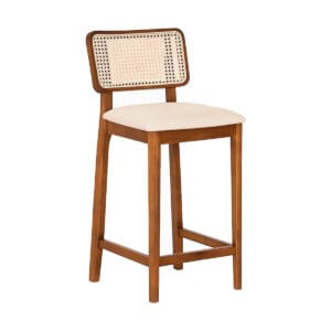 Banqueta Alta Com Palhinha e Assento Estofado Balcão - Lilia
