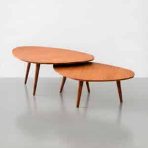 Kit 2 Mesas De Centro Sala Design Orgânico 69/77cm- Lana